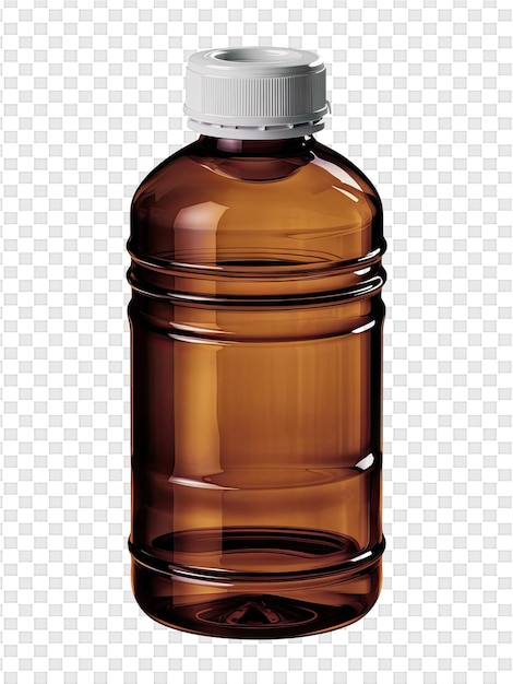 PSD a bottle of brown liquid with a white cap