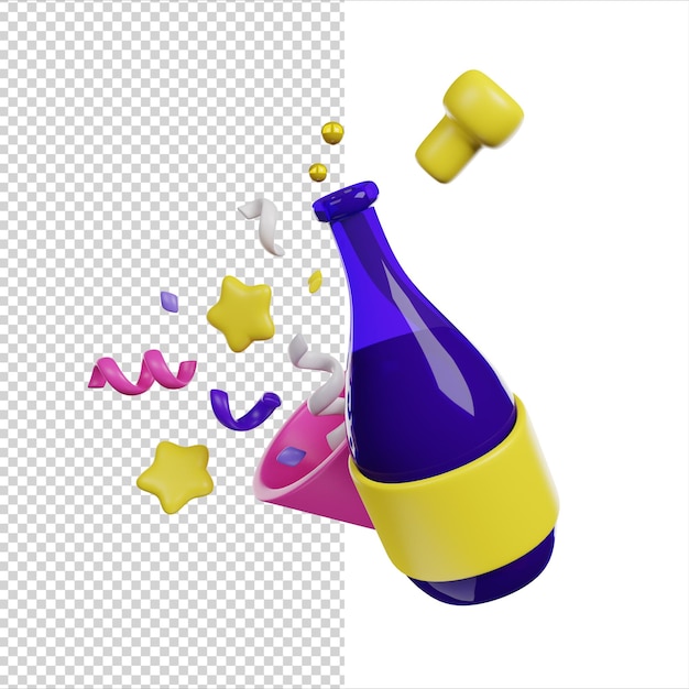 PSD bottle of champagne or sparkling wine bottle