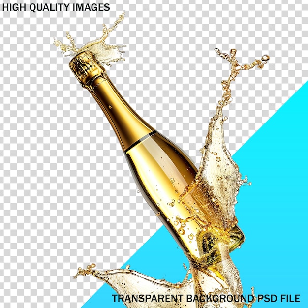 PSD una bottiglia di champagne che ha una foto di una bottiglie di champagne