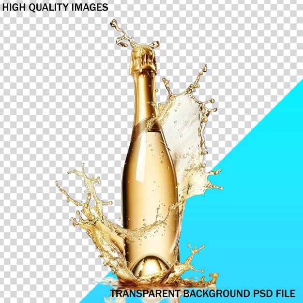 PSD a bottle of champagne that says high quality on it