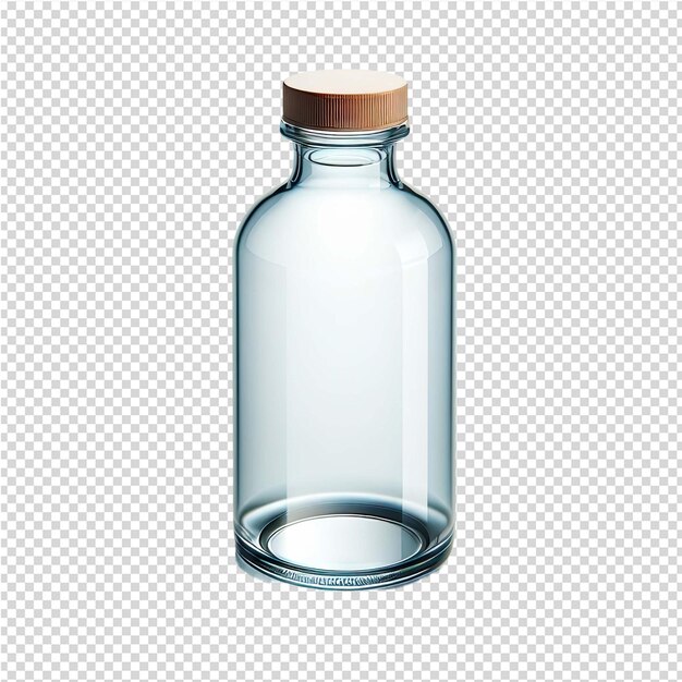 PSD a bottle of clear liquid with a gold cap