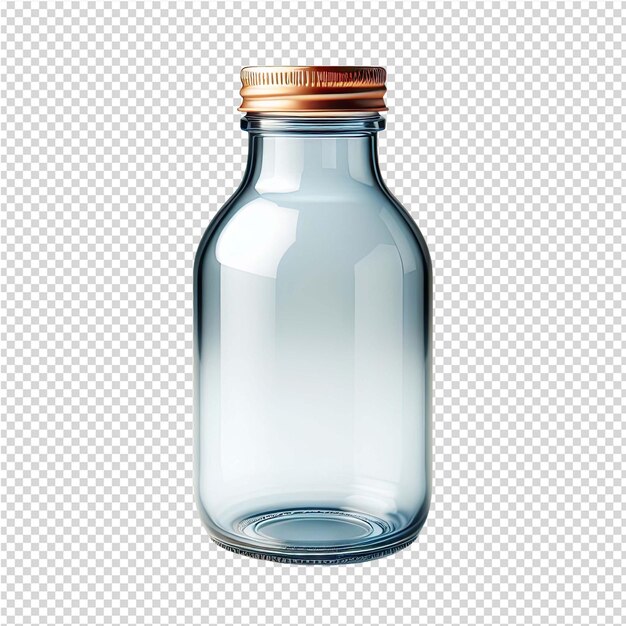 PSD a bottle of clear liquid with a gold cap