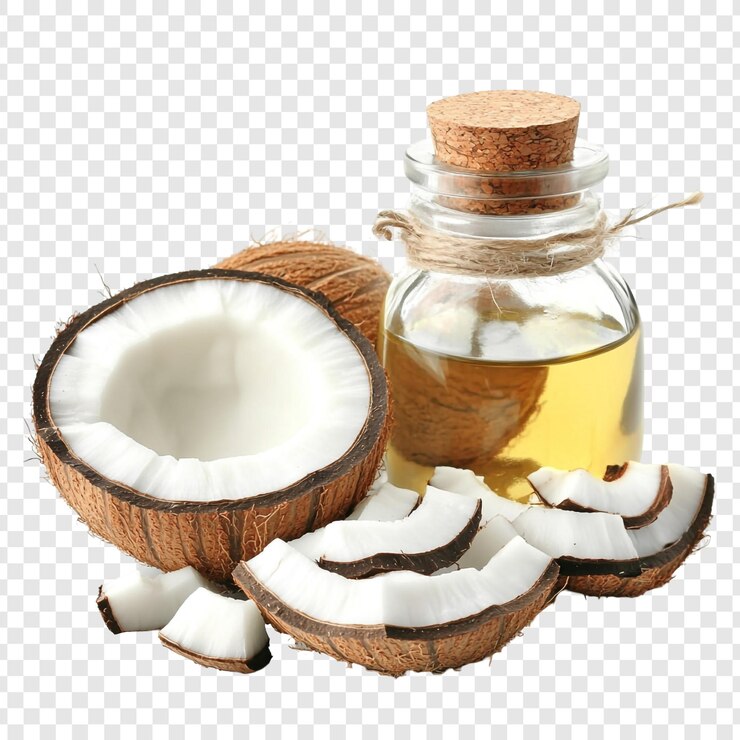 PSD a bottle of coconut oil and a bottle of oil