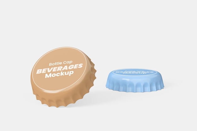 PSD a bottle cop bottle cap is next to a bottle cap mockup.