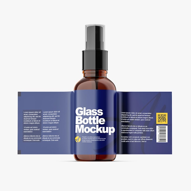 A bottle of glass bottle mockup with a label for glass bottle mockup.