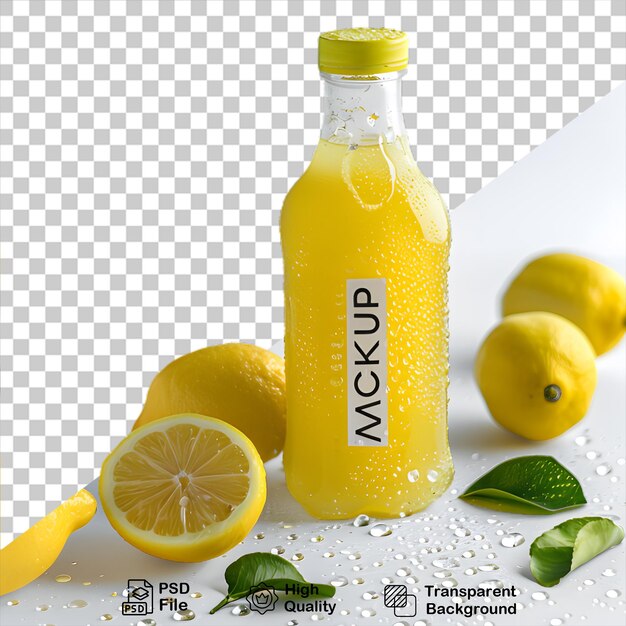 PSD a bottle of lemon juice isolated on transparent background with png file
