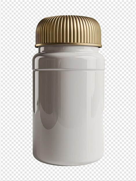 PSD a bottle of liquid with a gold cap on it