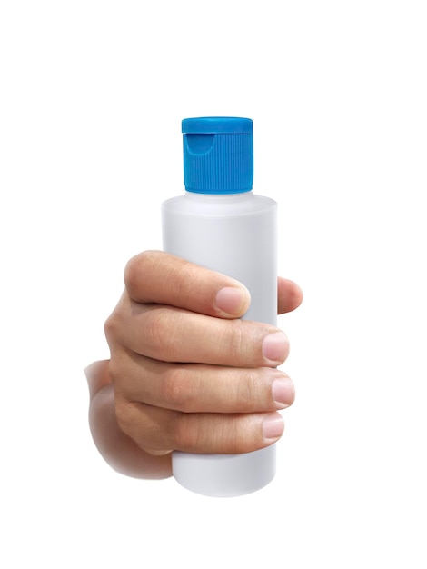 PSD bottle of medicine on hand transparent background