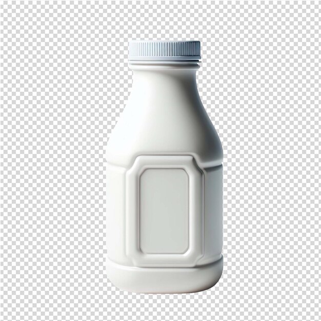 A bottle of milk is shown with a white cap