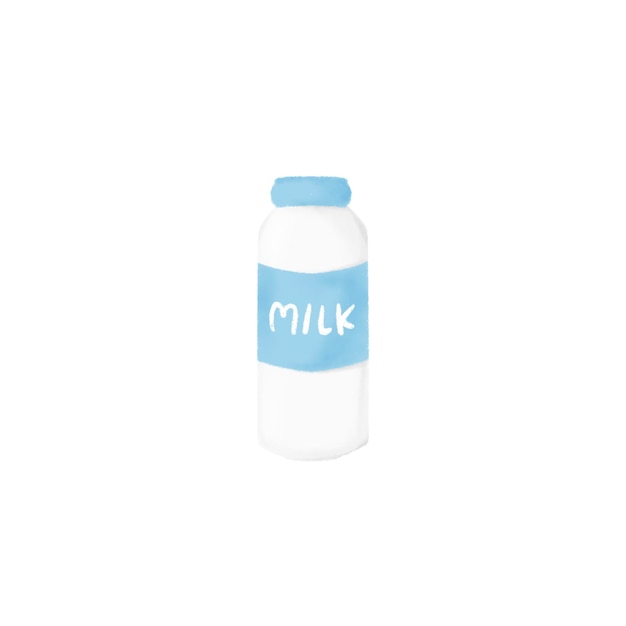 PSD a bottle of milk with a blue cap that says milk on it