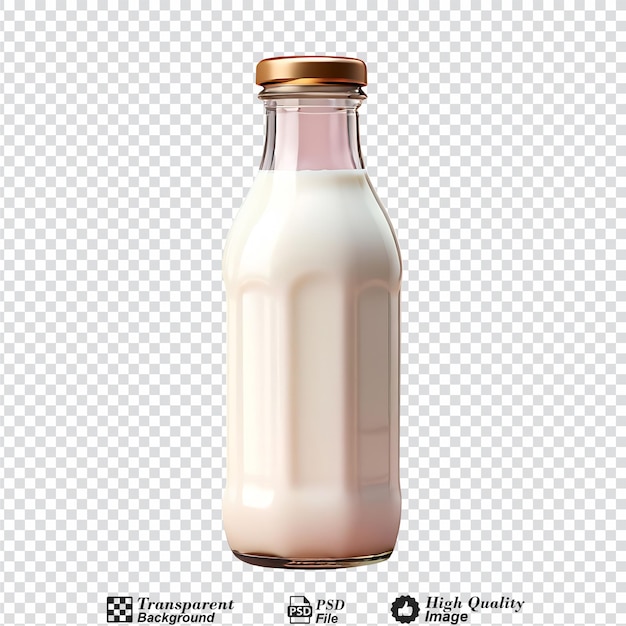 Una bottiglia di latte con un coperchio isolato su uno sfondo trasparente
