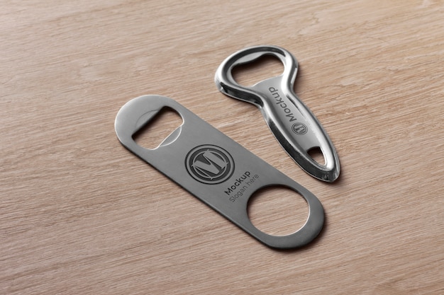 PSD bottle opener on table mockup