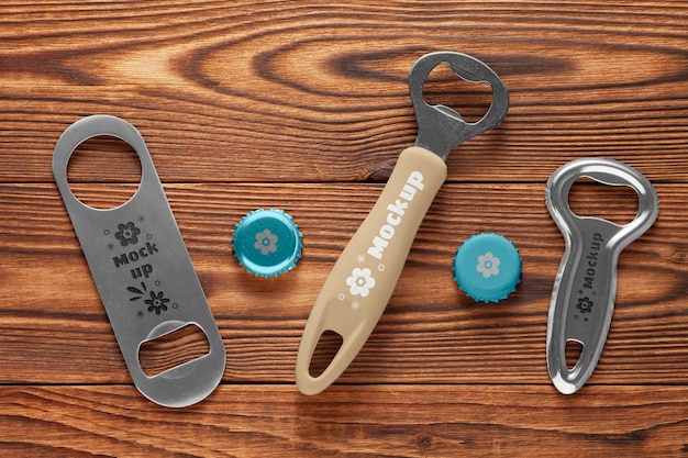 PSD bottle opener on table mockup