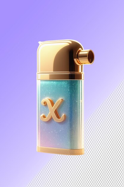 PSD a bottle of perfume with a letter x on it