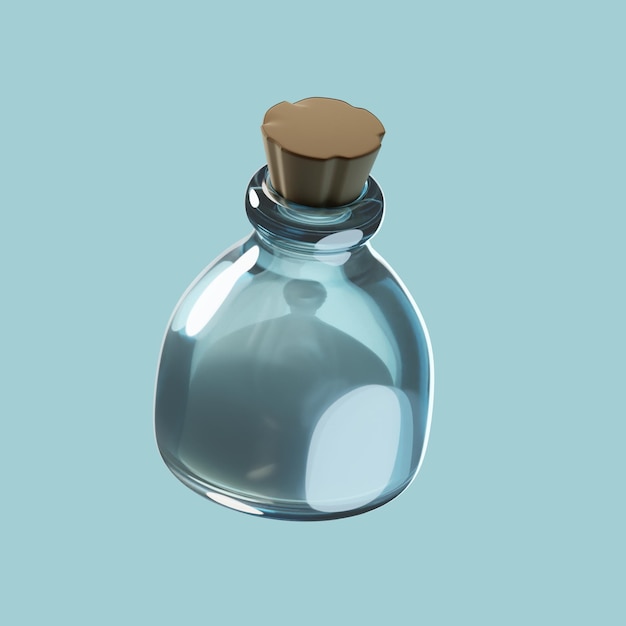 PSD a bottle of perfume with a wooden top that says'a glass bottle '