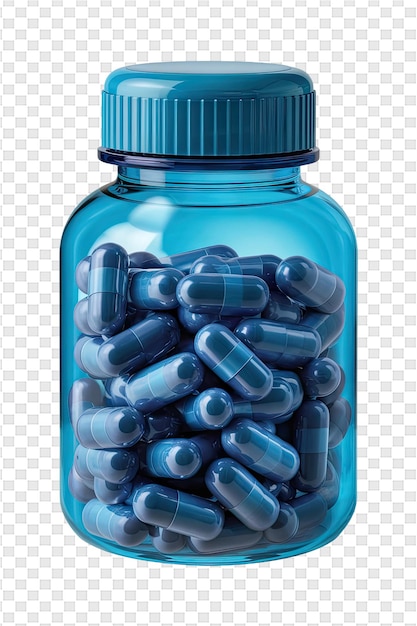 PSD a bottle of pills that is blue