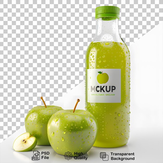 A bottle of red apple juice mockup on transparent background