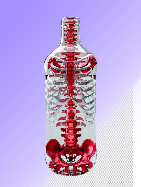 A bottle of red heart with a white background