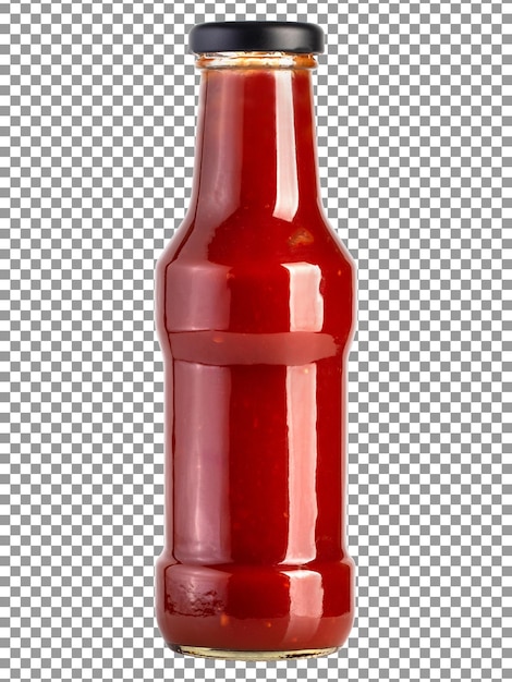 PSD bottle of red ketchup isolated on transparent background