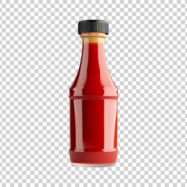 PSD a bottle of red tomato sauce on a transparent background