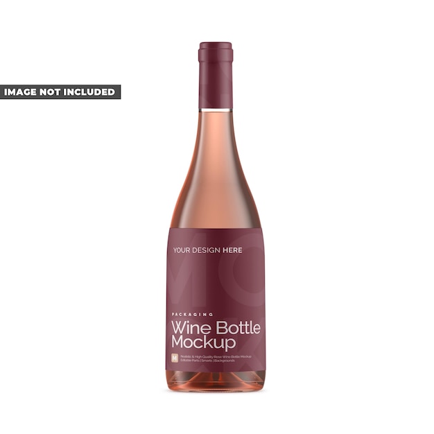 PSD modello di bottiglia di vino di rosa
