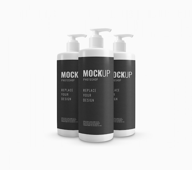 Mockup coperchio pompa shampoo bottiglia