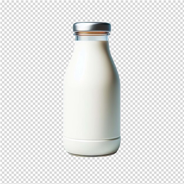 PSD a bottle of white milk with a silver lid and a metal lid