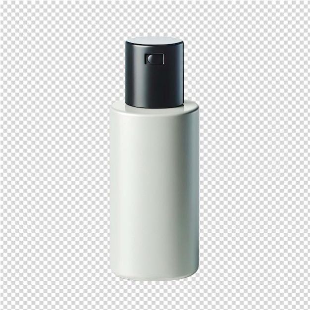 PSD a bottle of white perfume with a black cap