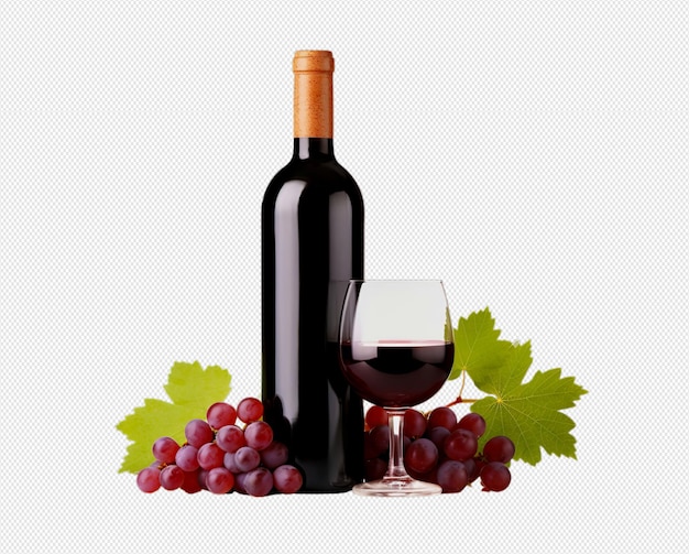 Bottle of wine and grapes