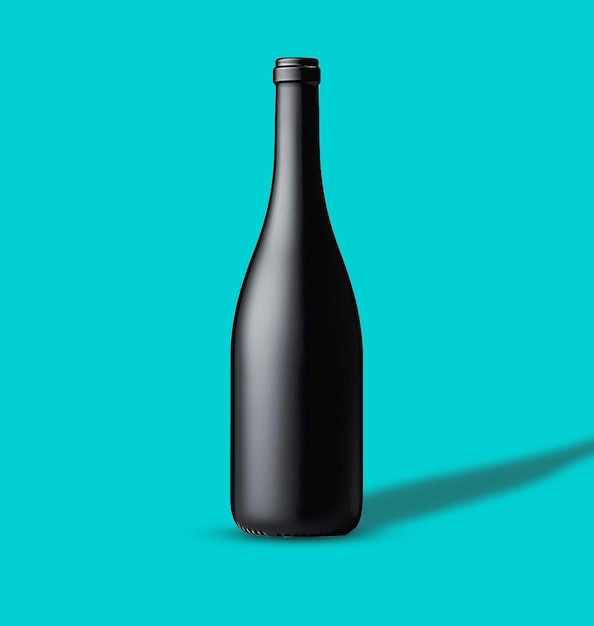 a bottle of wine is on a blue background