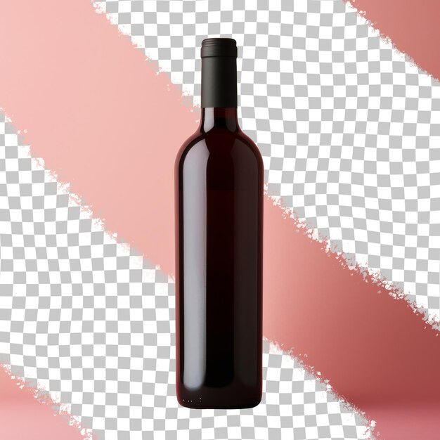 PSD a bottle of wine is on a white and pink background