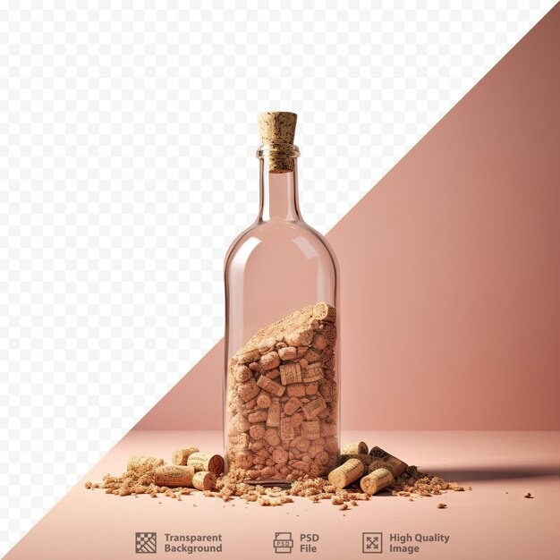 PSD a bottle of wine with a cork in the middle of it