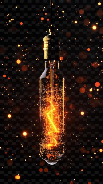 PSD a bottle of wine with a flame inside of it