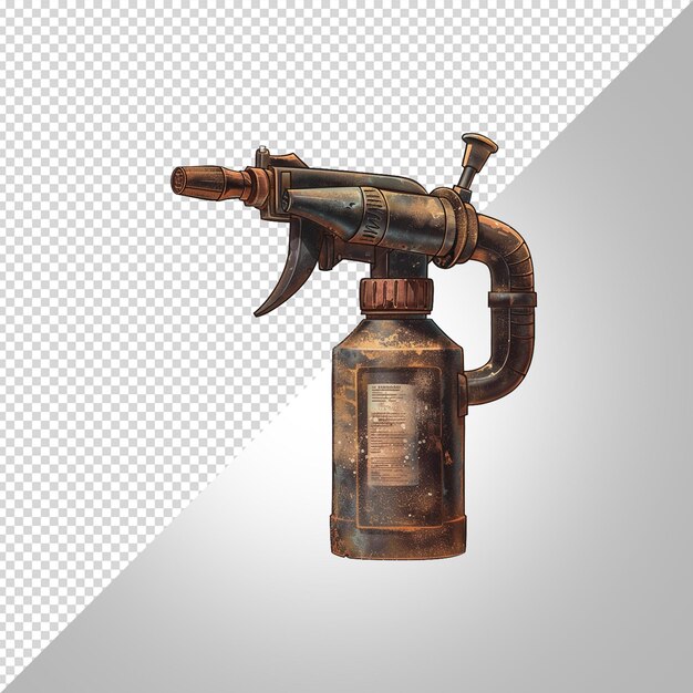 PSD a bottle with a rusty handle and the word rust on it