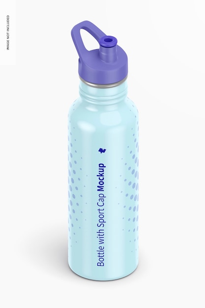 Бутылка с мокапом спортивной крышки, изометрический вид
