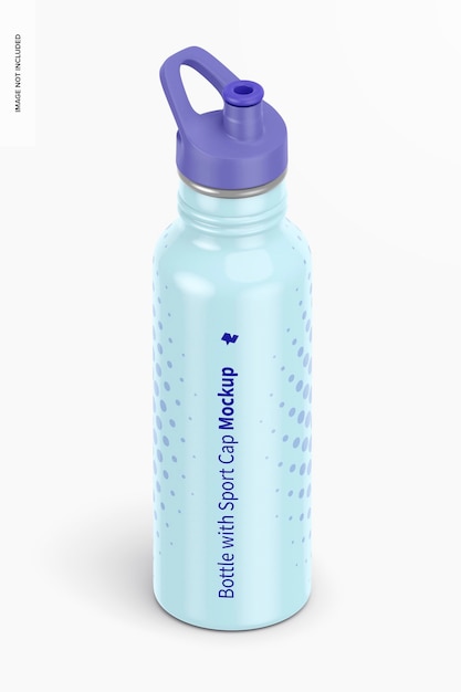 Bottle with Sport Cap Mockup, Isometric View