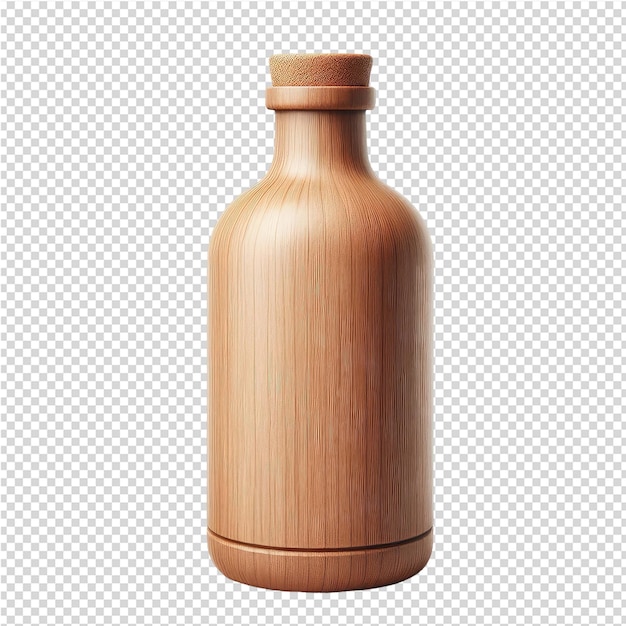 PSD a bottle of wood with a brown lid and a white background