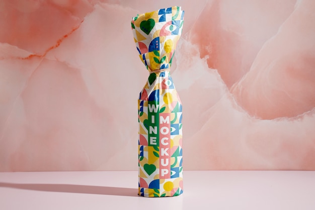 PSD bottle wrapped in creative paper