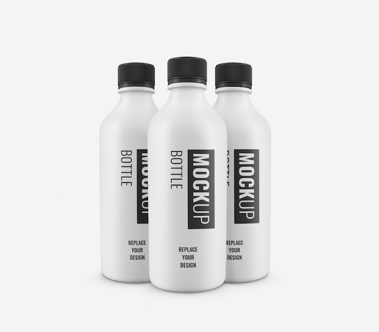 PSD bottles white plastic mockup
