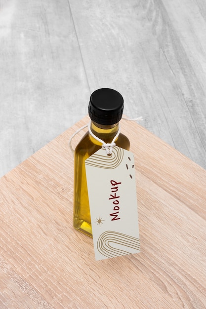 PSD bottles with tags mockup in real context