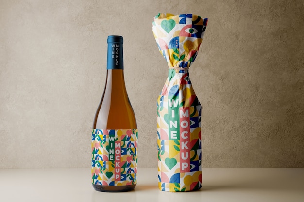 PSD bottles wrapped in creative paper assortment