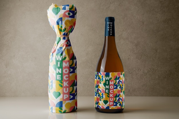 PSD bottles wrapped in creative paper