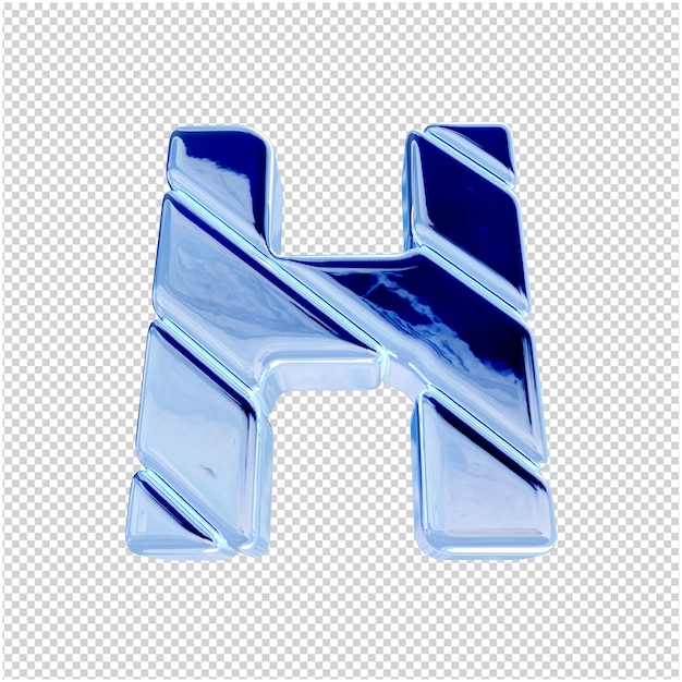 PSD bottom view of letters made of blue ice. 3d letter h