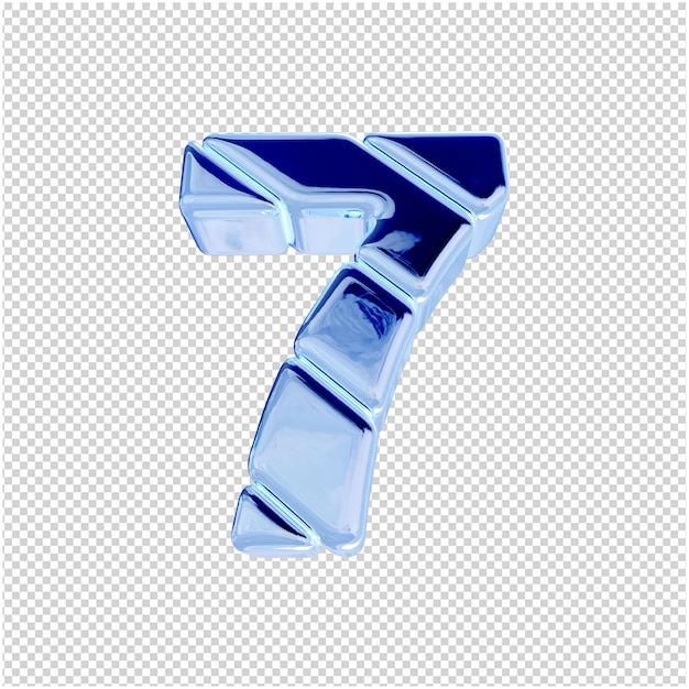 bottom view of numbers from blue ice. 3d number 7