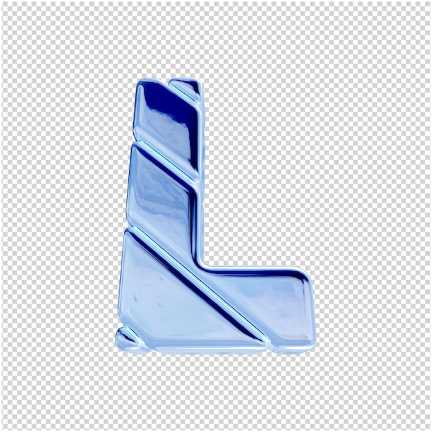 PSD 青い氷で作られた文字の底面図。 3d文字l