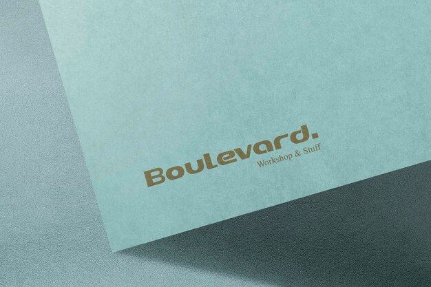 Boulevard Text and Blue Paper Logo Mockup