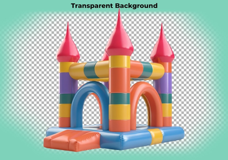PSD bouncy castle for kids playland isolated on transparent background