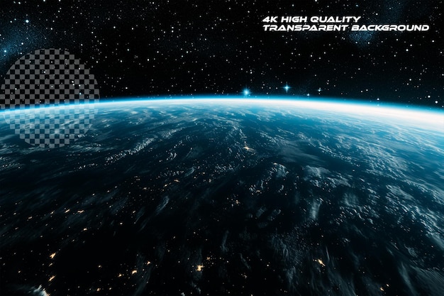 PSD the boundary between earths atmosphere and outer space on transparent background
