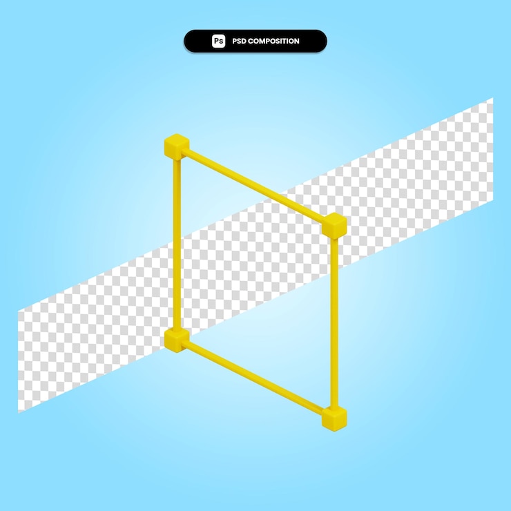 PSD bounding box 3d render illustration isolated