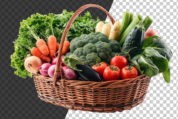 Bountiful basket of assorted fresh fruits on transparent background stock png